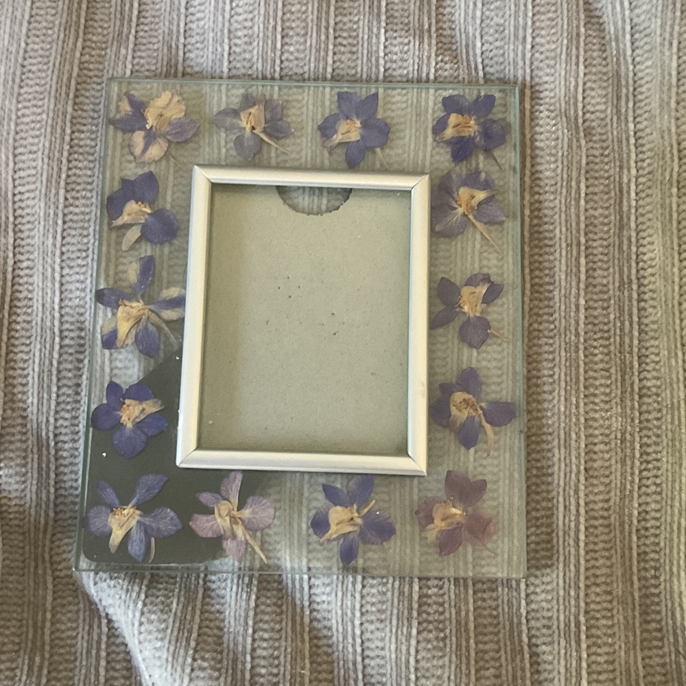 Glass Frame with Purple Flowers